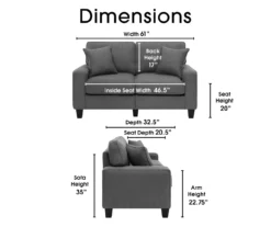 Palisades Dark Gray Loveseat -Furniture Specialty Shop 810659231 A0 5