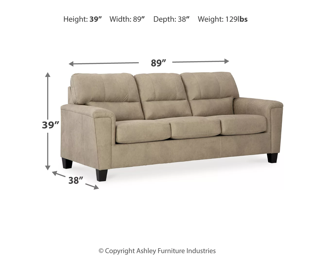 Tishen Pebble Sand Faux Leather Sofa 9 Tishen Pebble Sand Faux Leather Sofa - Image 7