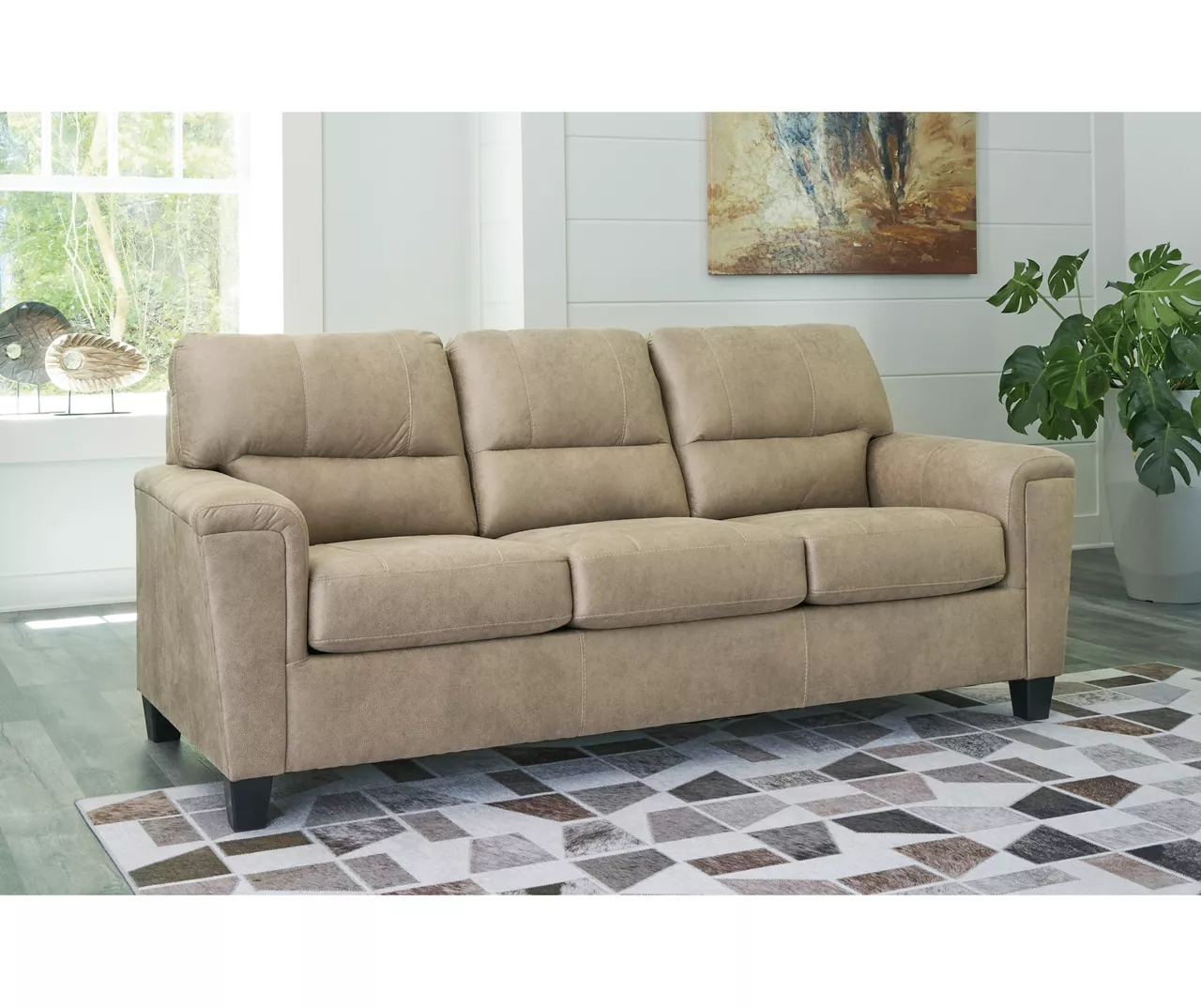 Tishen Pebble Sand Faux Leather Sofa 4 Tishen Pebble Sand Faux Leather Sofa - Image 2