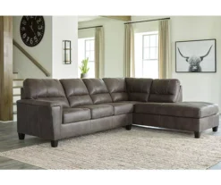 Signature Design By Ashley Navi Smoke Faux Leather Sectional With Right-Facing Chaise -Furniture Specialty Shop combo760011 1