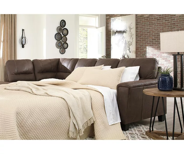 Signature Design By Ashley Navi Chestnut Faux Leather Sleeper Sectional With Left-Facing Chaise 3 Signature Design By Ashley Navi Chestnut Faux Leather Sleeper Sectional With Left-Facing Chaise