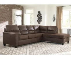 Signature Design By Ashley Navi Chestnut Faux Leather Sleeper Sectional With Right-Facing Chaise -Furniture Specialty Shop combo760017 2