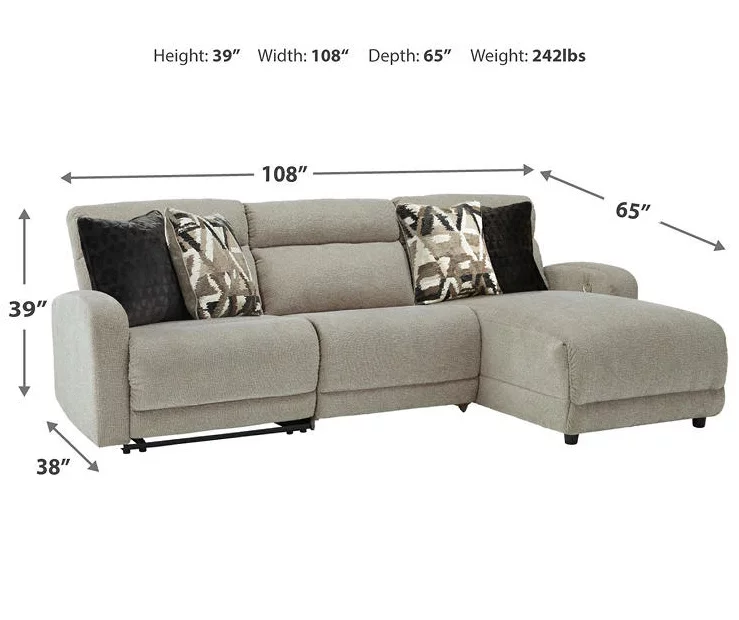 Colleyville Stone 3-Piece Power Reclining Sectional 4 Colleyville Stone 3-Piece Power Reclining Sectional - Image 2