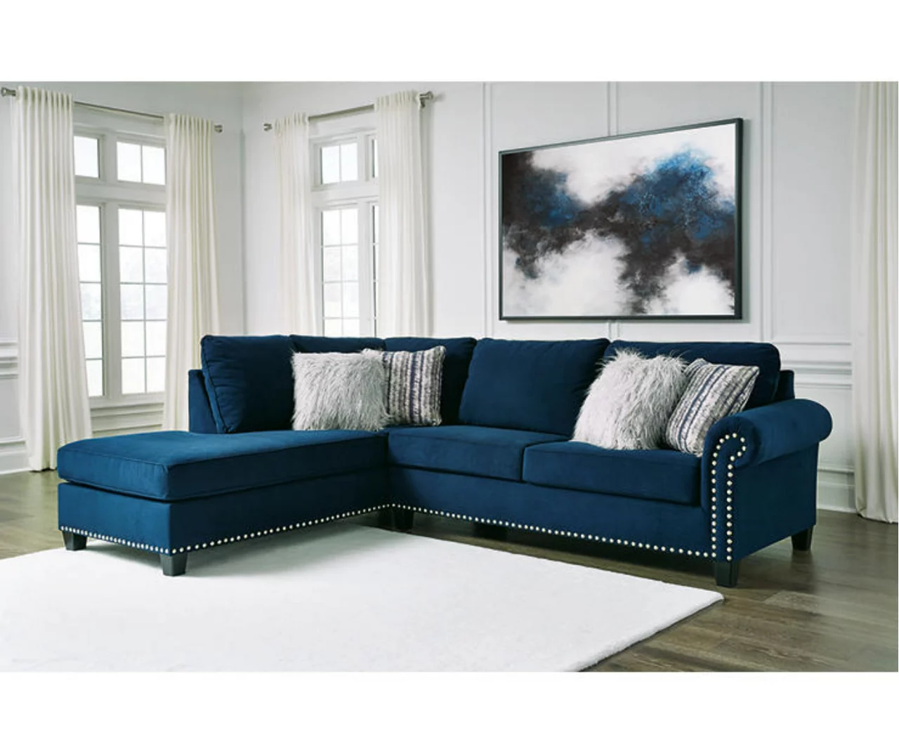 Signature Design By Ashley Trendle Blue Sectional With Left-Facing Chaise 4 Signature Design By Ashley Trendle Blue Sectional With Left-Facing Chaise - Image 2