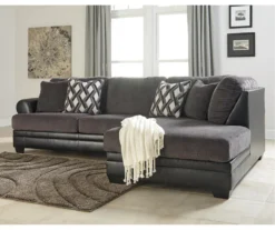 Signature Design By Ashley Kumasi Gray Faux Leather Sectional With Right-Facing Chaise -Furniture Specialty Shop combo870008 1